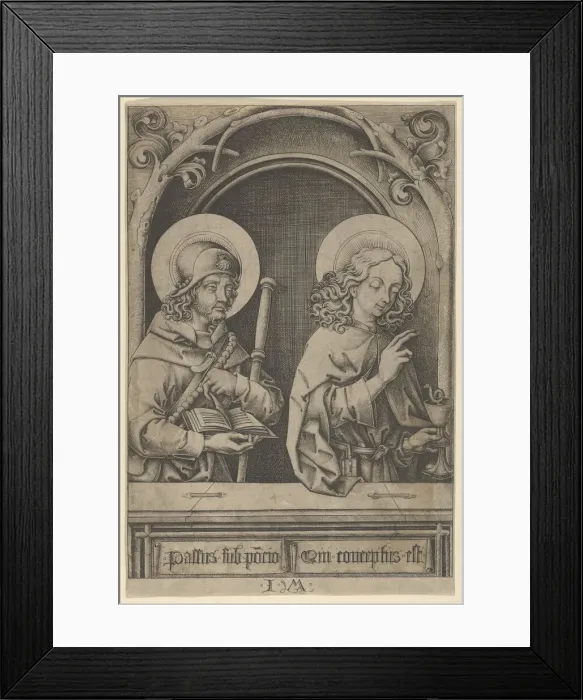 Framed Print : St. James the Greater and St. John, from The Apostles. Creator: Israhel van Meckenem Framed Print : St. James the Greater and St. John, from The Apostles. Creator: Israhel van Meckenem
