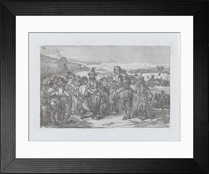 Framed Print : Plate 14: a large group of people outdoors, possibly a troupe of actors Framed Print : Plate 14: a large group of people outdoors, possibly a troupe of actors