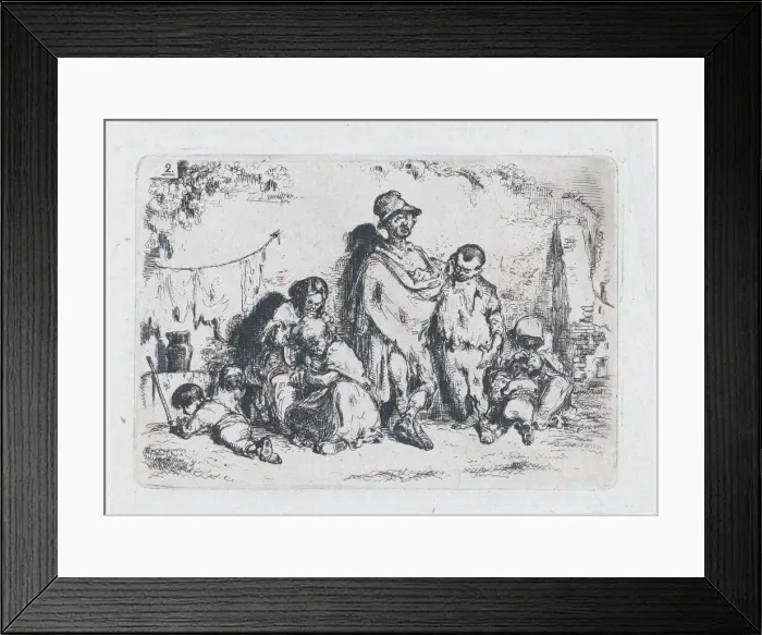 Framed Print : Plate 2: a group of people in the street, possibly beggars Framed Print : Plate 2: a group of people in the street, possibly beggars