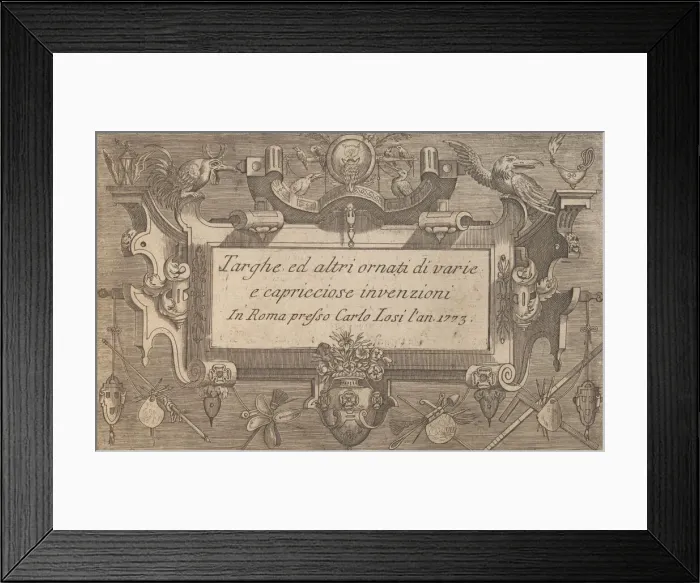Framed Print : Targhe ed altri ornati di varie e capricciose invenzioni Framed Print : Targhe ed altri ornati di varie e capricciose invenzioni