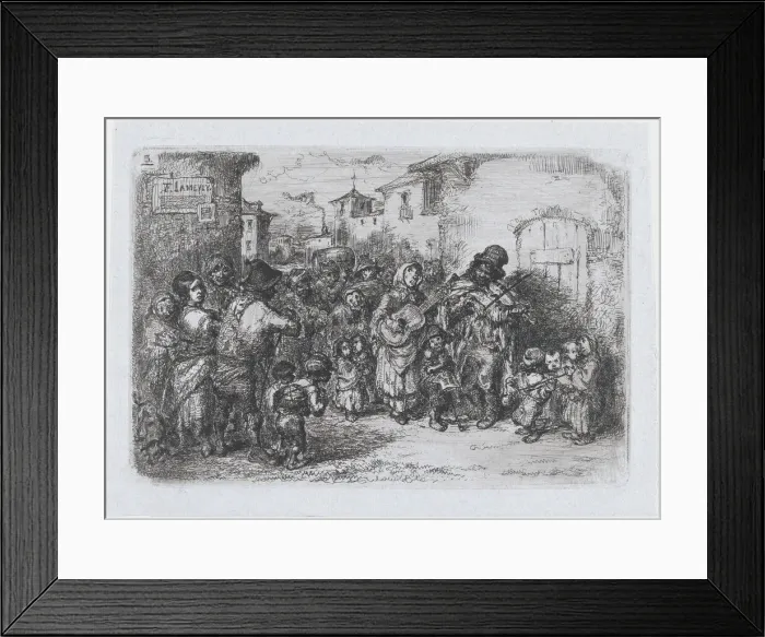 Framed Print : Plate 3: a group street musicians, from the series of customs Framed Print : Plate 3: a group street musicians, from the series of customs