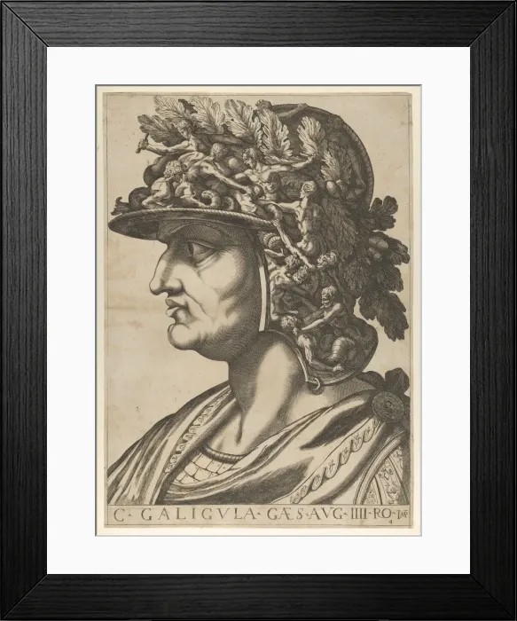 Framed Print : Plate 4: Caius in profile facing left, from The Twelve Caesars, 1610-40. Creator: Anon Framed Print : Plate 4: Caius in profile facing left, from The Twelve Caesars, 1610-40. Creator: Anon