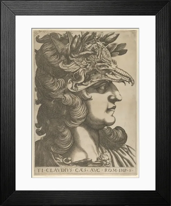 Framed Print : Plate 5: Tiberius Claudius in profile to the right, from The Twelve Caesars, 1610-40 Framed Print : Plate 5: Tiberius Claudius in profile to the right, from The Twelve Caesars, 1610-40