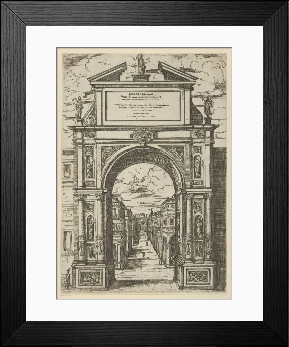 Framed Print : Triumphal arch surmounted by a statue representing the city of Bologna Framed Print : Triumphal arch surmounted by a statue representing the city of Bologna