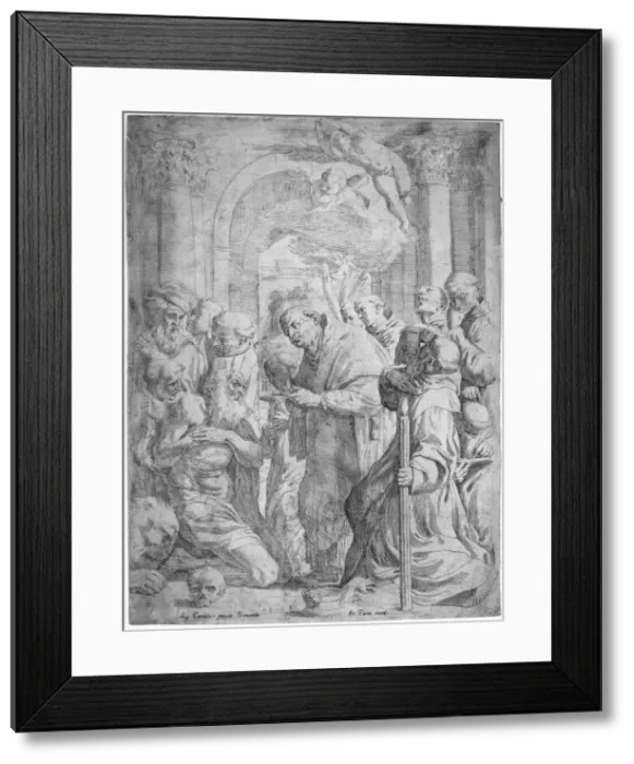 Framed Print : The Last Communion of Saint Jerome, 1584-1650. Creator: Francois Perrier Framed Print : The Last Communion of Saint Jerome, 1584-1650. Creator: Francois Perrier