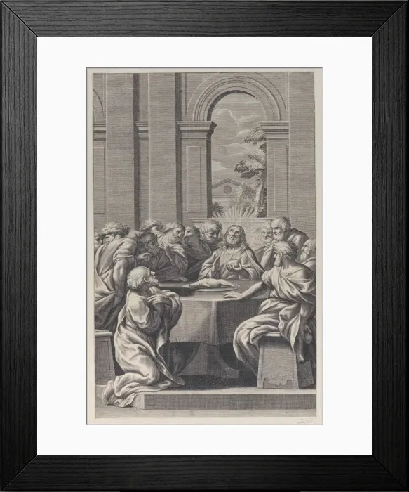 Framed Print : The Last Supper, the interior of a classical building with Christ and his apostles seat Framed Print : The Last Supper, the interior of a classical building with Christ and his apostles seat