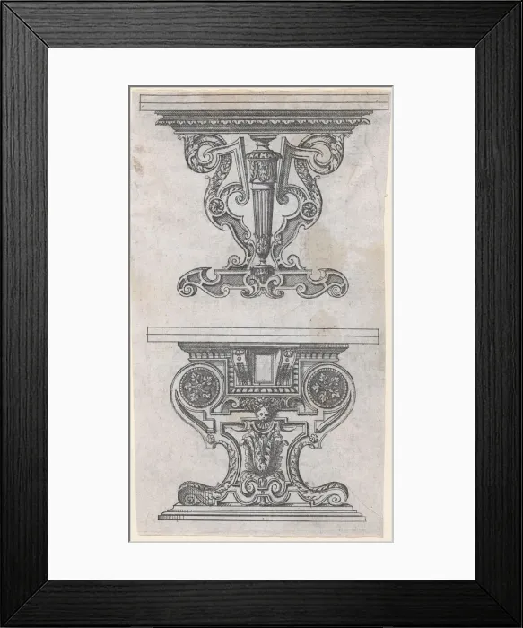 Framed Print : Two Table Designs, 1565-70. Creator: Jacques Androuet Du Cerceau Framed Print : Two Table Designs, 1565-70. Creator: Jacques Androuet Du Cerceau