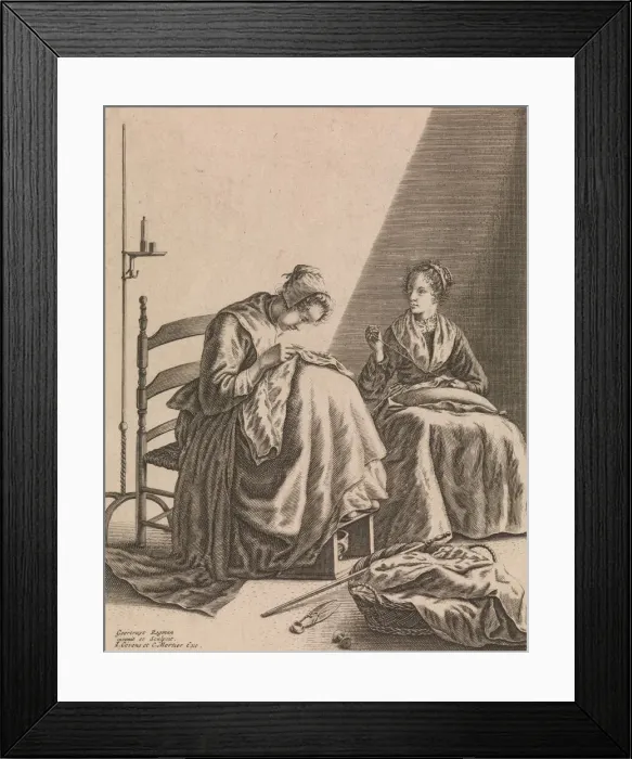 Framed Print : Two Women Sewing, Plate 1 from Five Feminine Occupations, ca. 1640-57 Framed Print : Two Women Sewing, Plate 1 from Five Feminine Occupations, ca. 1640-57