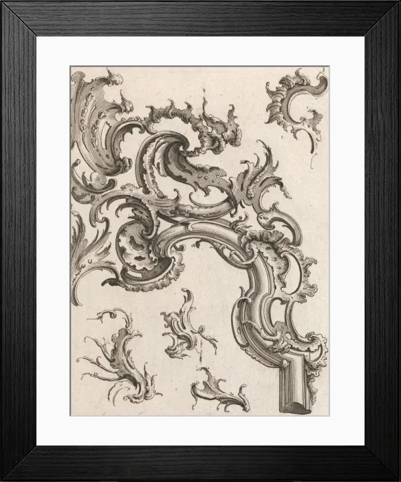 Framed Print : Various Designs for Rocaille Ornaments, Plate 1 from an Untitled Series of Framed Print : Various Designs for Rocaille Ornaments, Plate 1 from an Untitled Series of
