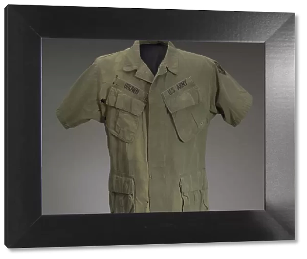 Military fatigue shirt worn by James E. Brown of the 20th Engineer Brigade, ca. 1967