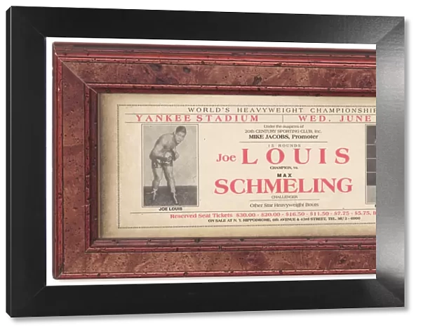Advertisement for boxing match between Joe Louis and Max Schmeling, 1938