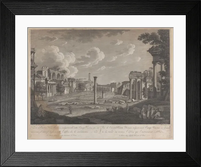 Framed Print : View of the Campo Vaccino, with the Colosseum in the background Framed Print : View of the Campo Vaccino, with the Colosseum in the background