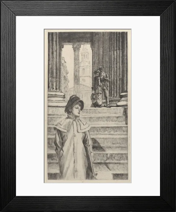 Framed Print : The Portico of the National Gallery, London, 1878. Creator: James Tissot Framed Print : The Portico of the National Gallery, London, 1878. Creator: James Tissot
