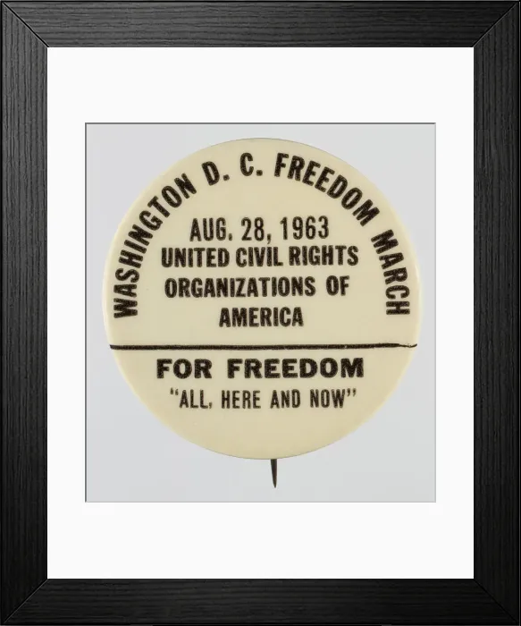 Framed Print : Pinback button for the 1963 Freedom March, 1963. Creator: Unknown Framed Print : Pinback button for the 1963 Freedom March, 1963. Creator: Unknown