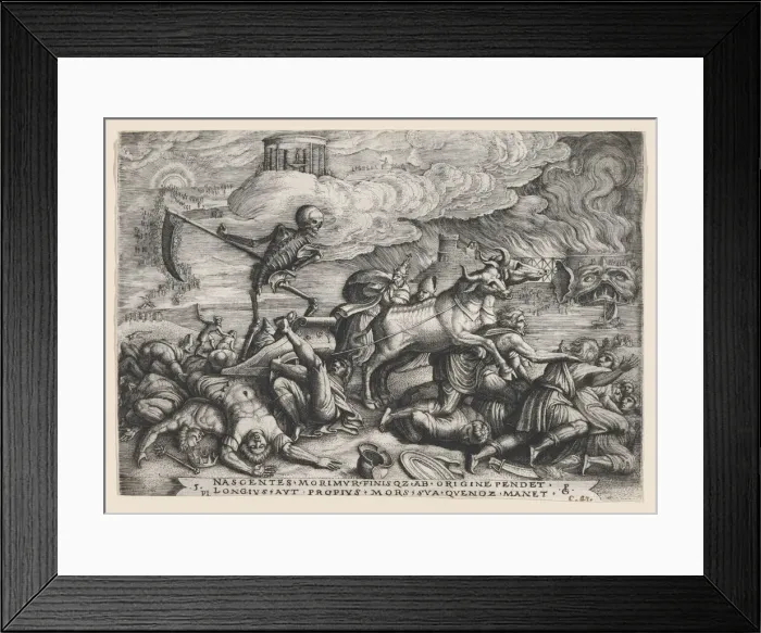 Framed Print : The Triumph of Death on Time, from The Triumph of Petrarch. Creator: Georg Pencz Framed Print : The Triumph of Death on Time, from The Triumph of Petrarch. Creator: Georg Pencz