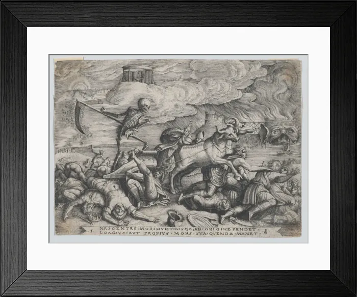 Framed Print : The Triumph of Death on Time, from The Triumph of Petrarch. Creator: Georg Pencz Framed Print : The Triumph of Death on Time, from The Triumph of Petrarch. Creator: Georg Pencz