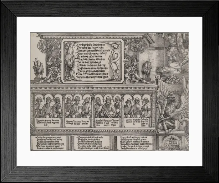 Framed Print : The Upper Section of the Left Portal, with the Inscription on a Lion Skin Framed Print : The Upper Section of the Left Portal, with the Inscription on a Lion Skin