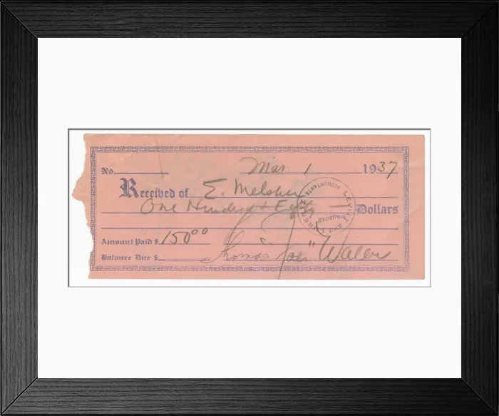 Framed Print : Receipt signed by Fats Waller, March 1, 1937. Creator: Unknown Framed Print : Receipt signed by Fats Waller, March 1, 1937. Creator: Unknown