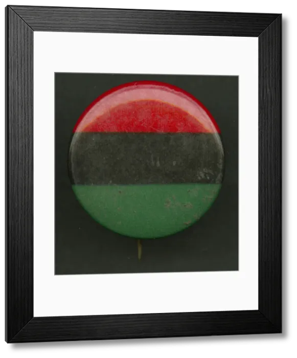 Framed Print : Pinback button of the Pan-African flag, after 1955. Creator: AFL-CIO Framed Print : Pinback button of the Pan-African flag, after 1955. Creator: AFL-CIO
