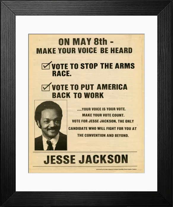 Framed Print : Newspaper insert for Jesse Jackson 1984 presidential campaign, 1984. Creator: Unknown Framed Print : Newspaper insert for Jesse Jackson 1984 presidential campaign, 1984. Creator: Unknown