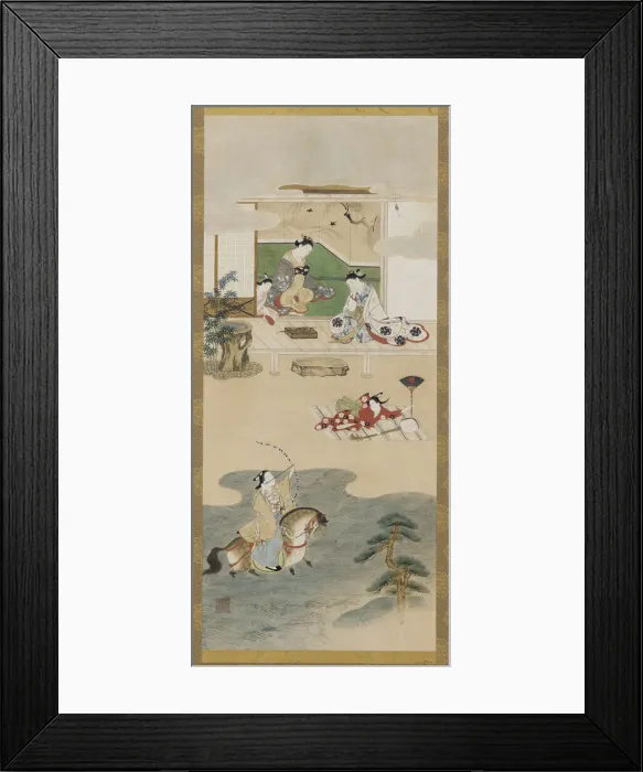 Framed Print : Parody of the tale of Nasu no Yoichi, Edo period, 1615-1868. Creator: Kawamata Tsuneyuki Framed Print : Parody of the tale of Nasu no Yoichi, Edo period, 1615-1868. Creator: Kawamata Tsuneyuki