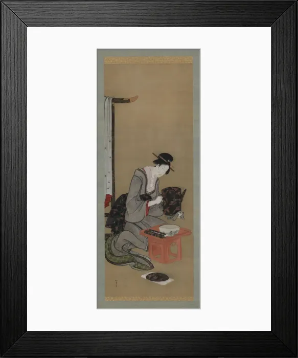 Framed Print : New Year Custom: Makeup on the New Year Morning, Edo period, ca. 1806-1811