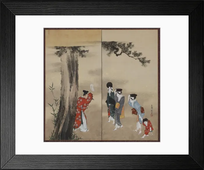 Framed Print : A Shinto Priest, Three Women and a Child, Edo period, ca. 1799-1801. Creator: Hokusai Framed Print : A Shinto Priest, Three Women and a Child, Edo period, ca. 1799-1801. Creator: Hokusai