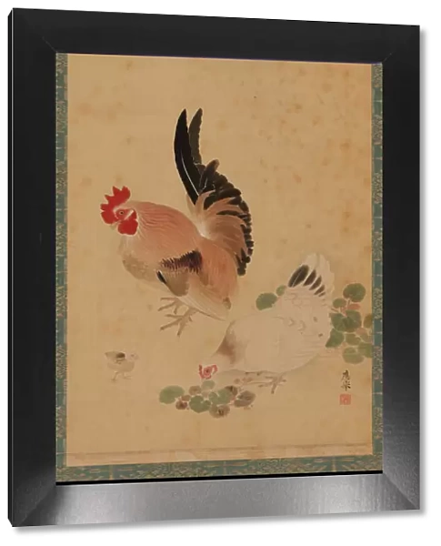 Cock, hen and chick, Edo period, 18th century. Creator: Maruyama Okyo