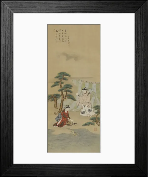 Framed Print : Young man and a young woman on the seashore, Edo period, 1615-1868 Framed Print : Young man and a young woman on the seashore, Edo period, 1615-1868