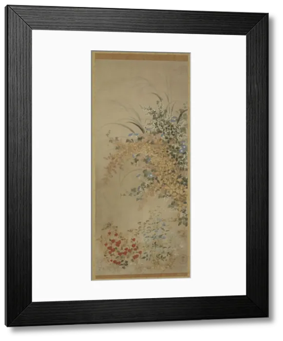 Framed Print : Flowers and grasses, Edo period, 1600-1630. Creator: Master of I-nen Seal Framed Print : Flowers and grasses, Edo period, 1600-1630. Creator: Master of I-nen Seal