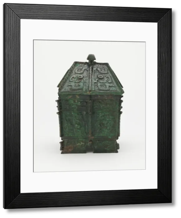 Framed Print : Square lidded ritual wine container with lid (fangyi), Late Shang dynasty, ca Framed Print : Square lidded ritual wine container with lid (fangyi), Late Shang dynasty, ca