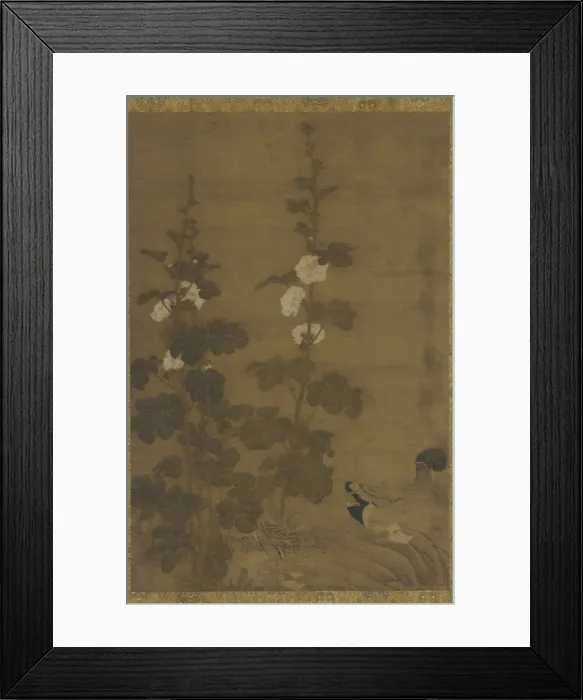 Framed Print : Hollyhocks and Ducks, Ming dynasty, 1368-1644. Creator: Unknown Framed Print : Hollyhocks and Ducks, Ming dynasty, 1368-1644. Creator: Unknown