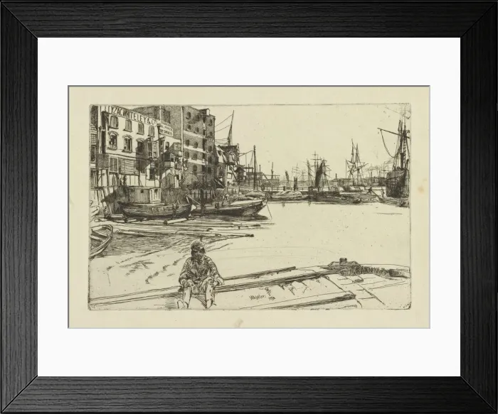Framed Print : Eagle Wharf (Tyzac Whiteley and Co. ), 1859. Creator: James Abbott McNeill Whistler