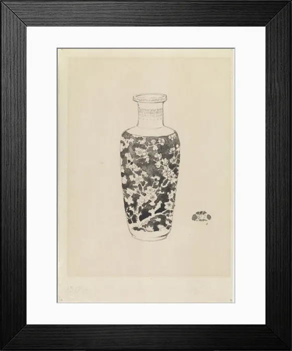 Framed Print : Cylindrical vase with thick neck, 1876. Creator: James Abbott McNeill Whistler Framed Print : Cylindrical vase with thick neck, 1876. Creator: James Abbott McNeill Whistler