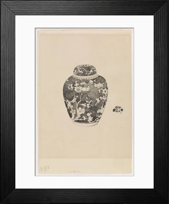 Framed Print : Oviform Ginger Jar with Bell-shaped cover, 1878. Creator: James Abbott McNeill Whistler