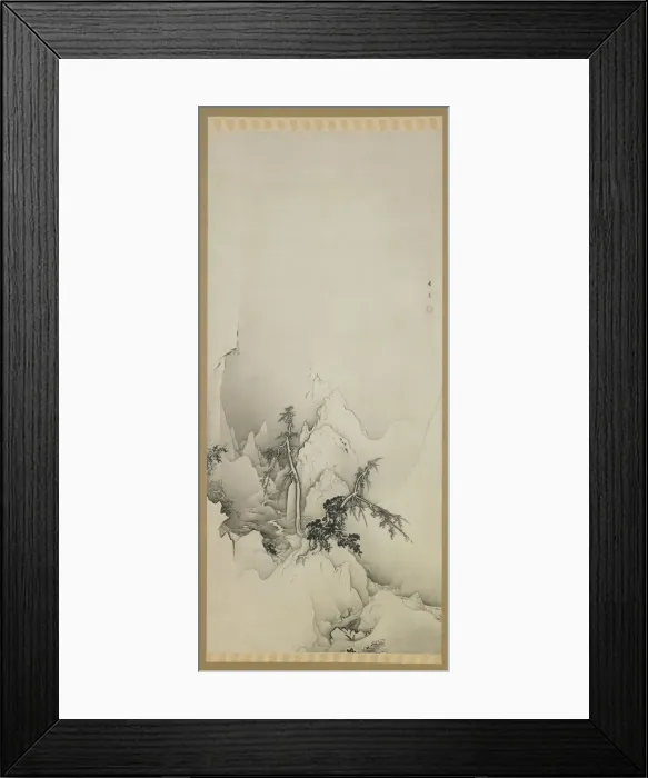 Framed Print : Winter landscape: a ravine, Meiji era, 1883. Creator: Kano Hogai Framed Print : Winter landscape: a ravine, Meiji era, 1883. Creator: Kano Hogai