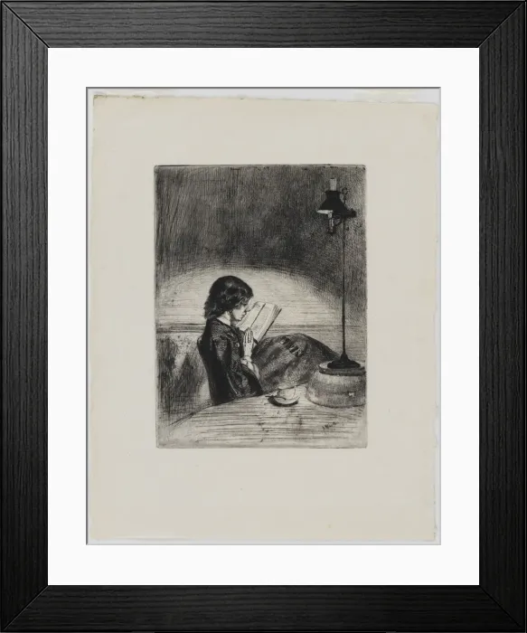 Framed Print : Reading by Lamplight, 1858. Creator: James Abbott McNeill Whistler Framed Print : Reading by Lamplight, 1858. Creator: James Abbott McNeill Whistler