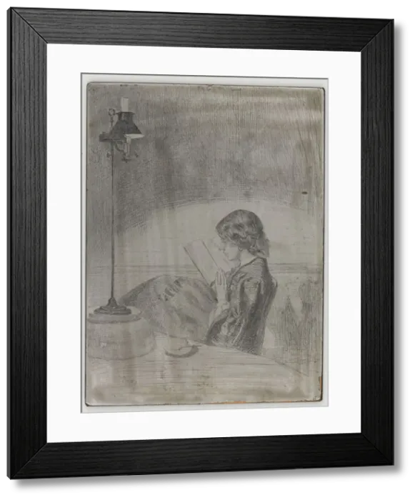 Framed Print : Reading by Lamplight, 1858. Creator: James Abbott McNeill Whistler Framed Print : Reading by Lamplight, 1858. Creator: James Abbott McNeill Whistler