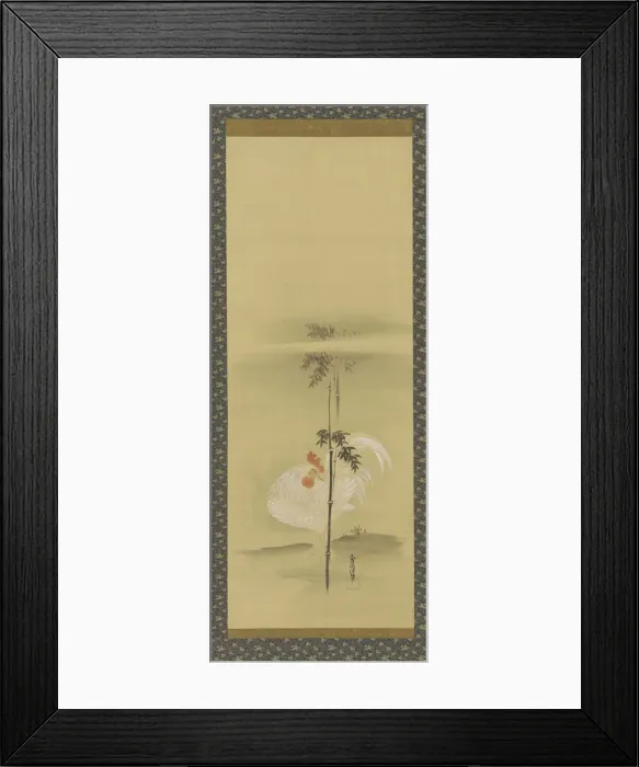 Framed Print : Cock and bamboo, Edo period, mid 17th-early 18th century. Creator: Kano Yoboku Tsunenobu Framed Print : Cock and bamboo, Edo period, mid 17th-early 18th century. Creator: Kano Yoboku Tsunenobu