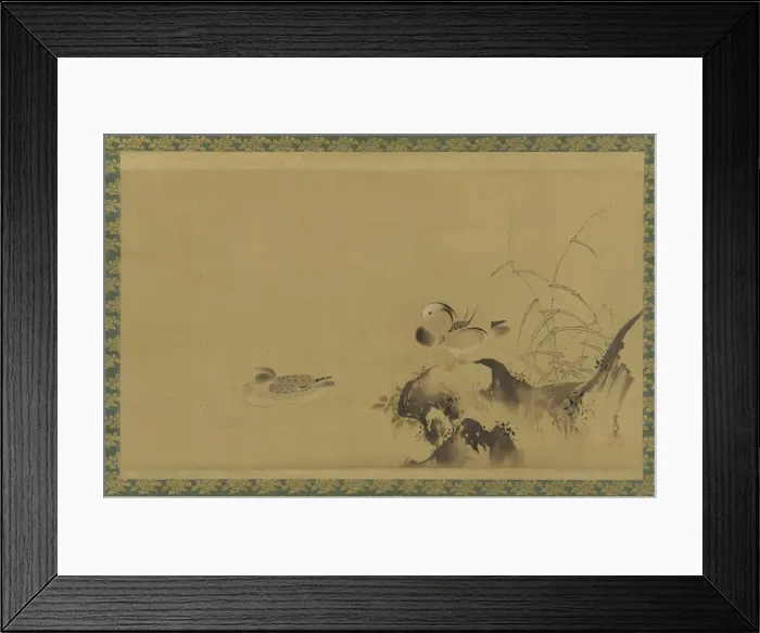 Framed Print : Mandarin ducks in a landscape, Edo period, mid 17th-early 18th century. Creator: Kano Yoboku Tsunenobu Framed Print : Mandarin ducks in a landscape, Edo period, mid 17th-early 18th century. Creator: Kano Yoboku Tsunenobu
