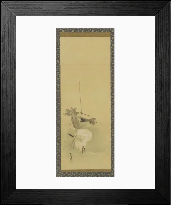 Framed Print : Heron and lotus, Edo period, mid 17th-early 18th century. Creator: Kano Yoboku Tsunenobu Framed Print : Heron and lotus, Edo period, mid 17th-early 18th century. Creator: Kano Yoboku Tsunenobu