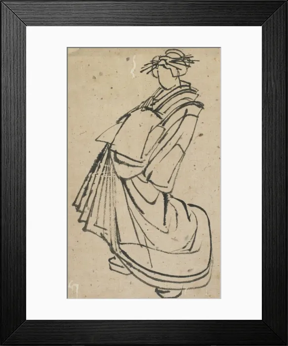Framed Print : Sketch of a courtesan, late 18th-early 19th century. Creator: Hokusai Framed Print : Sketch of a courtesan, late 18th-early 19th century. Creator: Hokusai