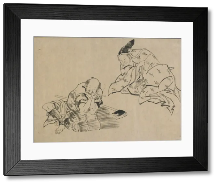 Framed Print : Peasant and noble, late 18th-early 19th century. Creator: Hokusai Framed Print : Peasant and noble, late 18th-early 19th century. Creator: Hokusai