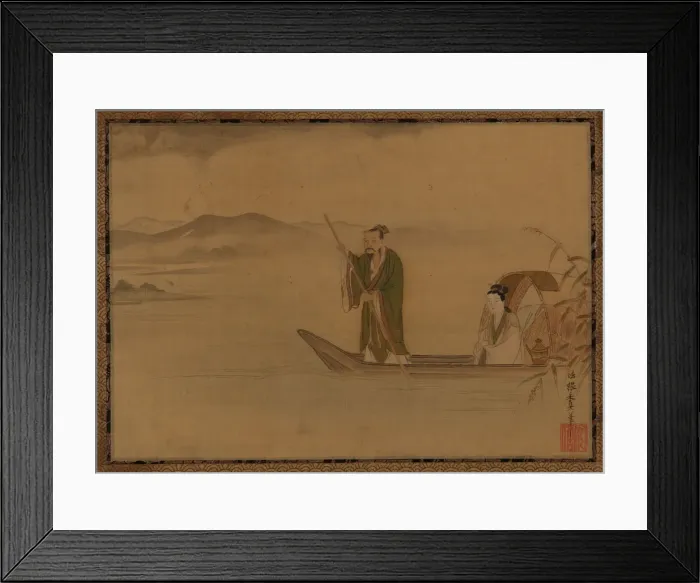 Framed Print : Chinese man and woman in a boat, Edo period, mid 17th century. Creator: Kano Yasunobu Framed Print : Chinese man and woman in a boat, Edo period, mid 17th century. Creator: Kano Yasunobu