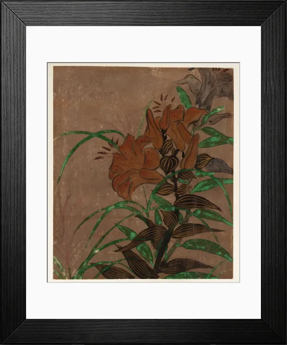 Framed Print : Tiger lilies and grass, Edo period, ca. 1685-1868. Creator: Unknown Framed Print : Tiger lilies and grass, Edo period, ca. 1685-1868. Creator: Unknown
