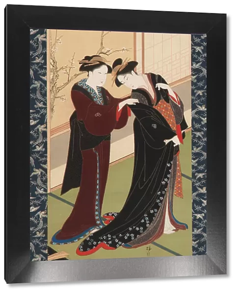 Interior: a woman helping a girl to dress, Edo period, 1726-1792