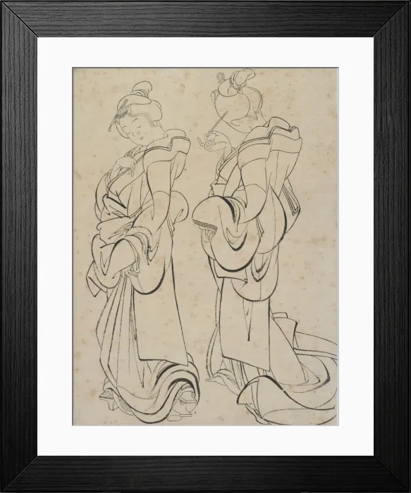 Framed Print : Two women, late 18th-early 19th century. Creator: Hokusai Framed Print : Two women, late 18th-early 19th century. Creator: Hokusai