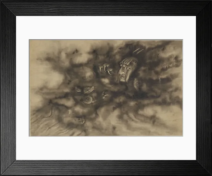 Framed Print : Dragons in clouds, Qing dynasty, 1684. Creator: Zhou Xun Framed Print : Dragons in clouds, Qing dynasty, 1684. Creator: Zhou Xun