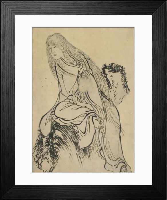 Framed Print : Hermit resting on a rock, late 18th-early 19th century. Creator: Hokusai Framed Print : Hermit resting on a rock, late 18th-early 19th century. Creator: Hokusai