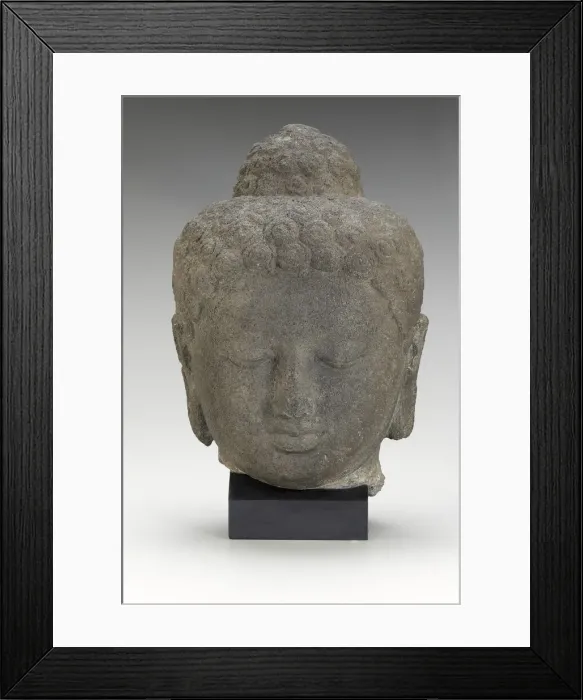 Framed Print : Head of the Buddha, Shailendra period, 8th century. Creator: Unknown Framed Print : Head of the Buddha, Shailendra period, 8th century. Creator: Unknown